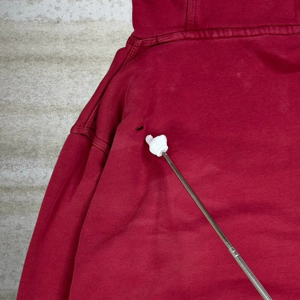 Vintage Y2K Nike Hoodie Mens M Red Black Swoosh Cotton Pullover - Picture 6 of 6